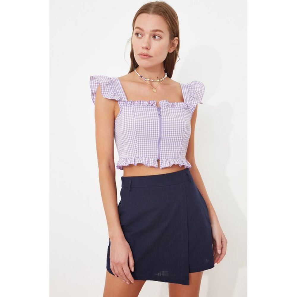 NWT Trendyol Women Regular fit Square collar Woven Blouse